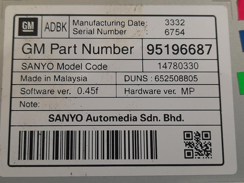 Display DI Navigazione 95196687 Opel Astra J 2010