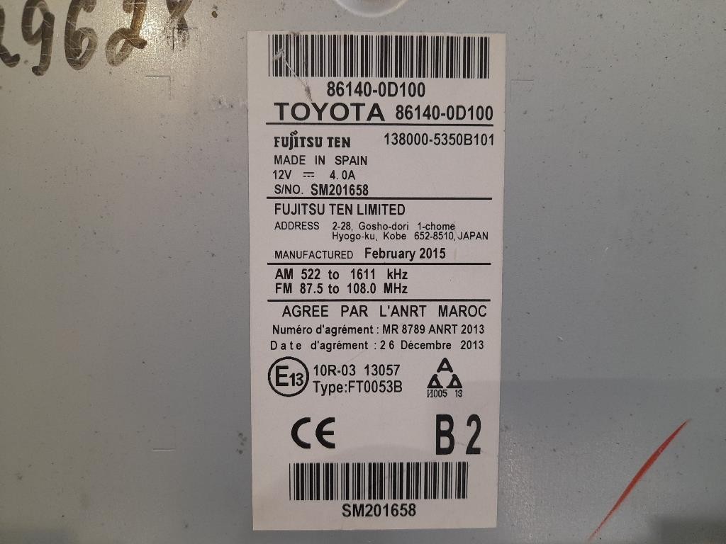 Display DI Navigazione 86140-0D100 Toyota Yaris IV 2012