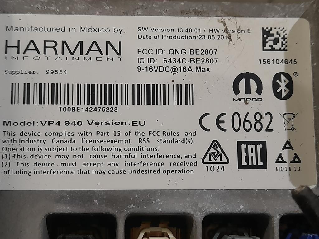 Display Multimediale 6434C-BE2807 Alfa Romeo Giulietta 2013