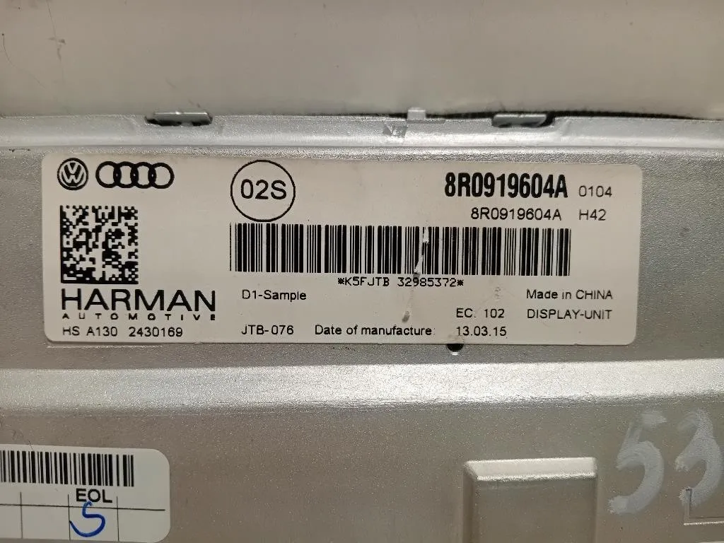 Display Multimediale 8R0 919 604 AA Audi A5 8TA Sportback 2012