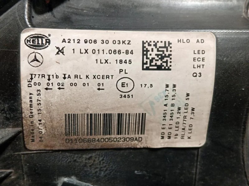 Proiettore ANT DX A2129063003 Mercedes Classe E W212 2013