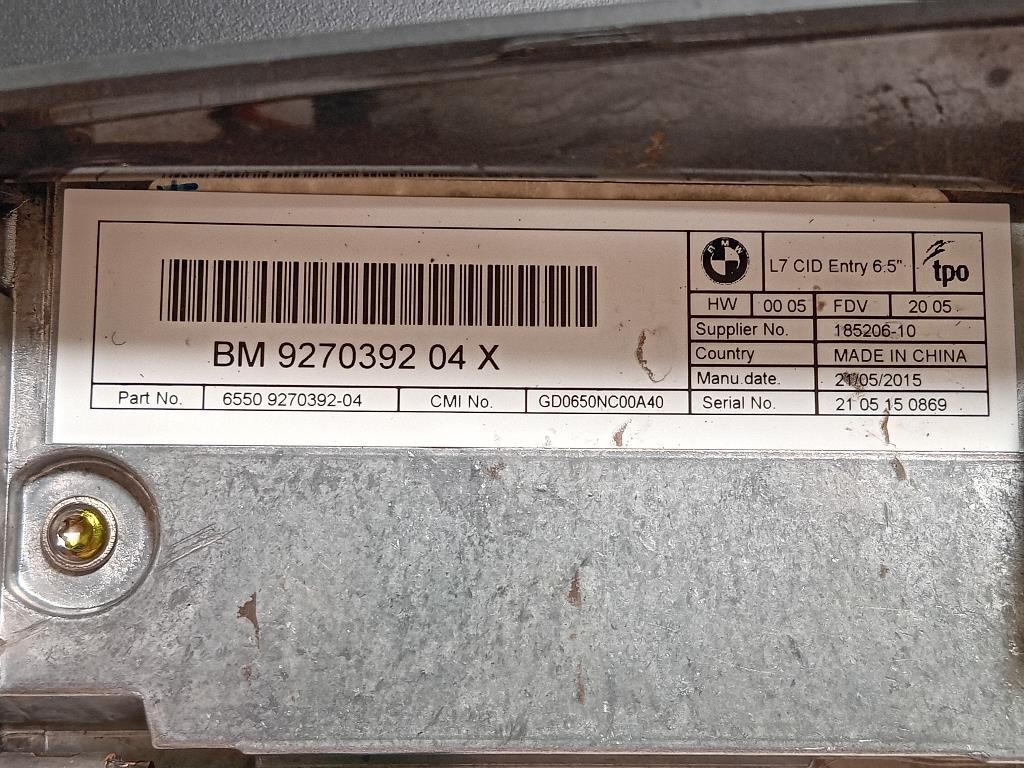 Display Multimediale 9270392 04 Bmw Serie 1 F20 Berlina 2012