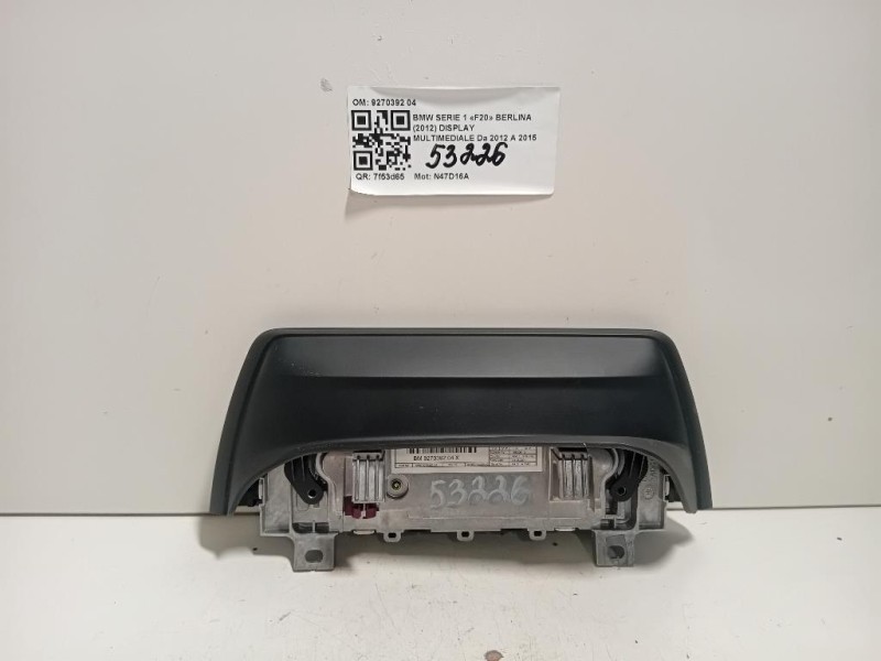 Display Multimediale 9270392 04 Bmw Serie 1 F20 Berlina 2012