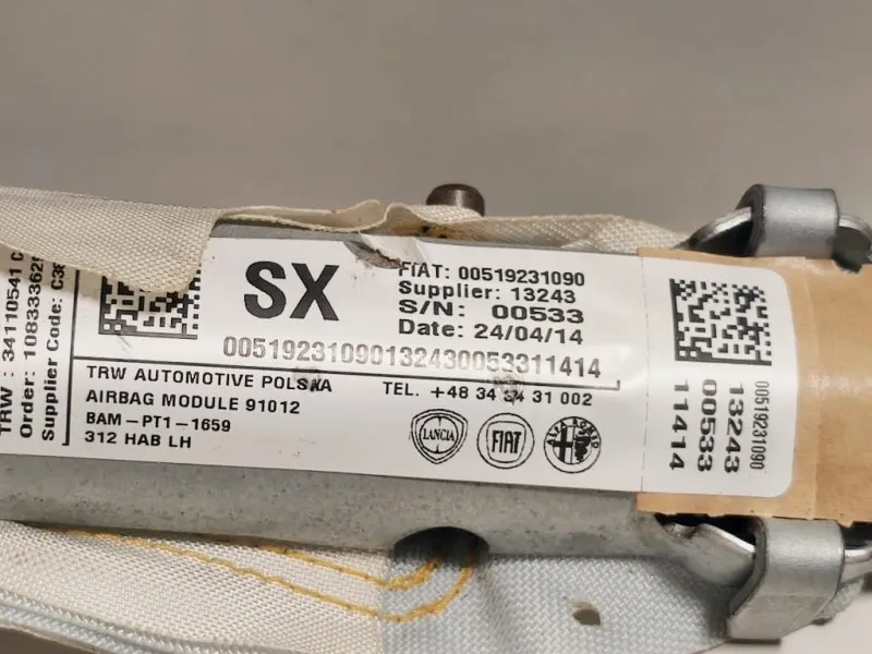 Air-bag A Tendina SX 00519231090 Fiat 500 II 2008