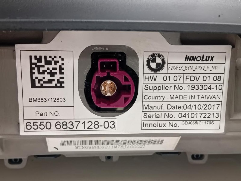 Display Multimediale 65506837128-03 Bmw Serie 1 F20 Berlina 2015