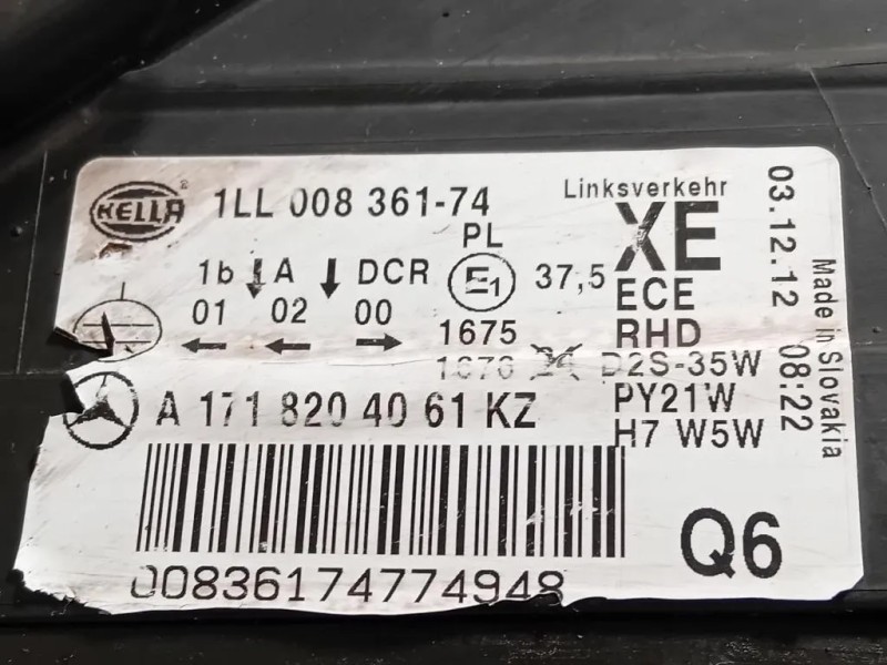 Proiettore ANT DX A1718204061 CON CENTRALINE Mercedes Classe SLK R171 2004