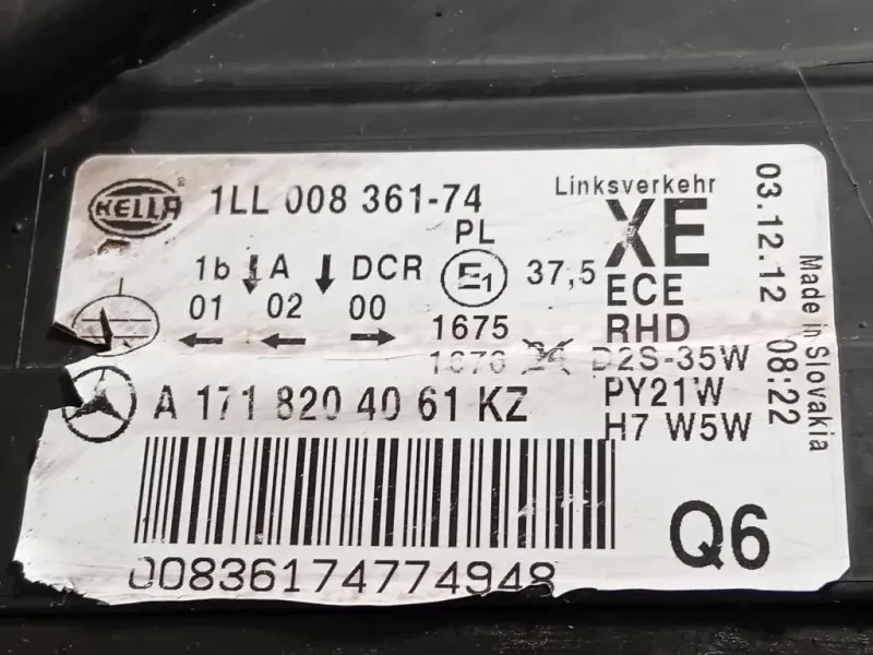 Proiettore ANT DX A1718204061 CON CENTRALINE Mercedes Classe SLK R171 2004