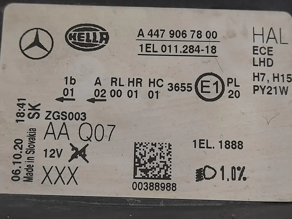 Proiettore ANT DX A4479067800 Mercedes VITO W447 2014