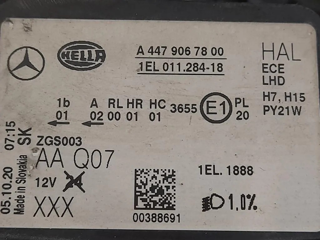 Proiettore ANT DX A4479067800 Mercedes VITO W447 2014