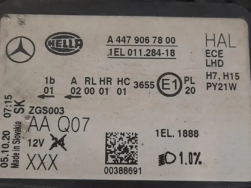 Proiettore ANT DX A4479067800 Mercedes VITO W447 2014