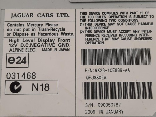 Display Multimediale 9X23-10E889-A Jaguar XF I 2008