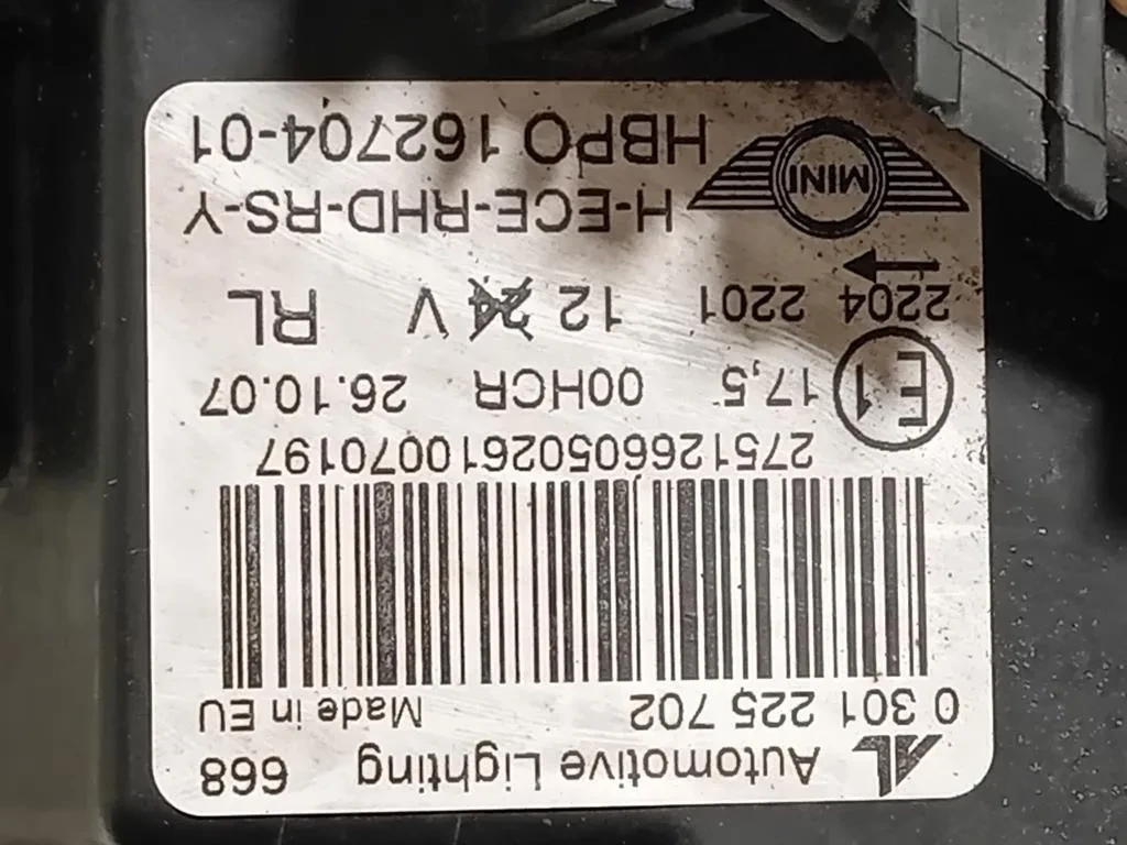 Proiettore ANT DX 0 301 225 702 Mini MINI Cooper R56 2007