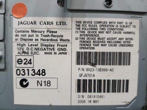 Display Multimediale 8X2310E889AD Jaguar XF I 2008