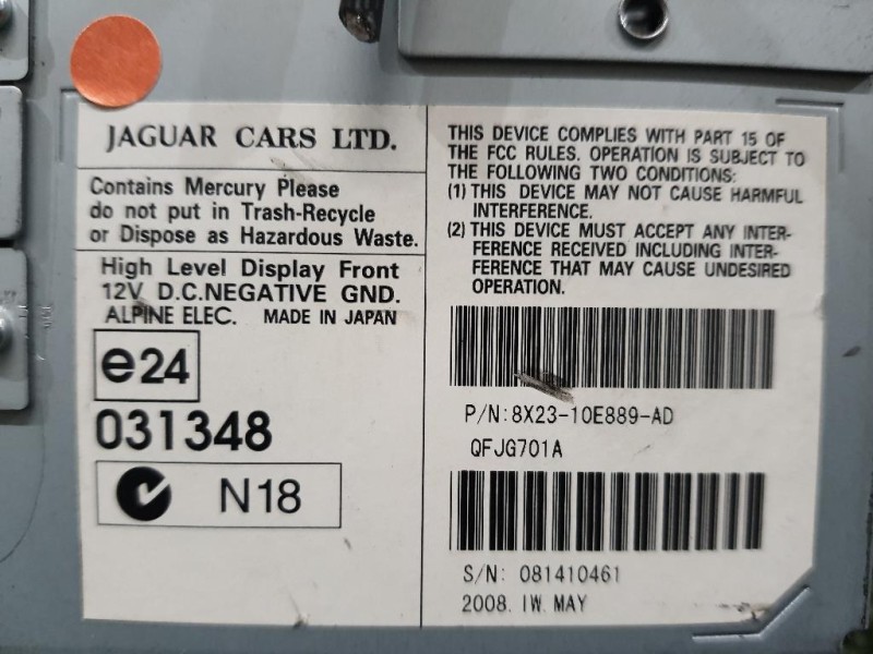 Display Multimediale 8X2310E889AD Jaguar XF I 2008