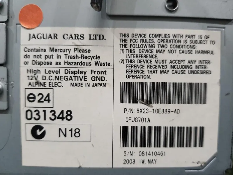 Display Multimediale 8X2310E889AD Jaguar XF I 2008