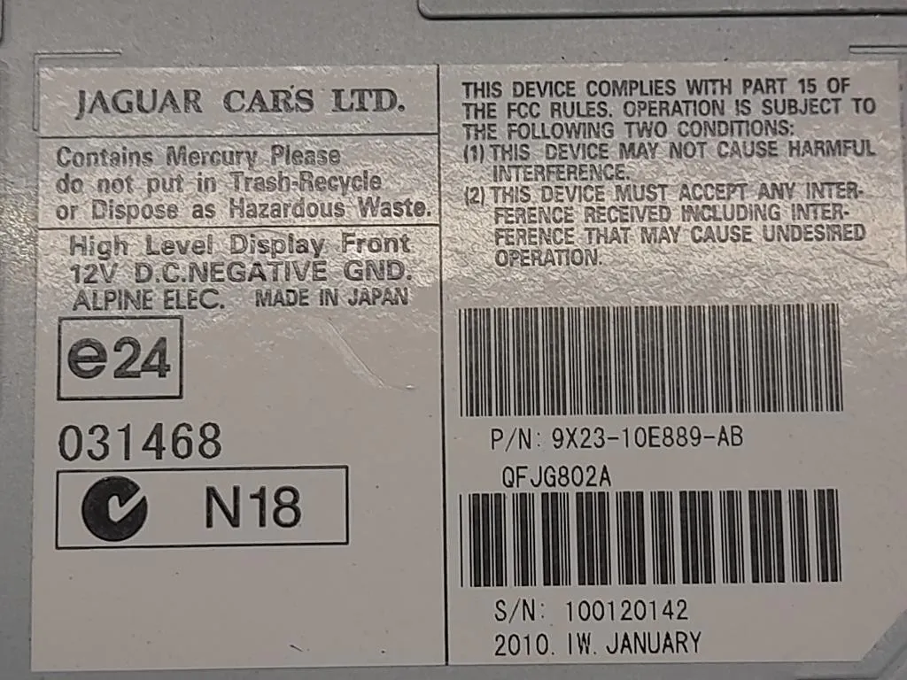 Display Multimediale 8X23-10E889-AB Jaguar XF I 2011