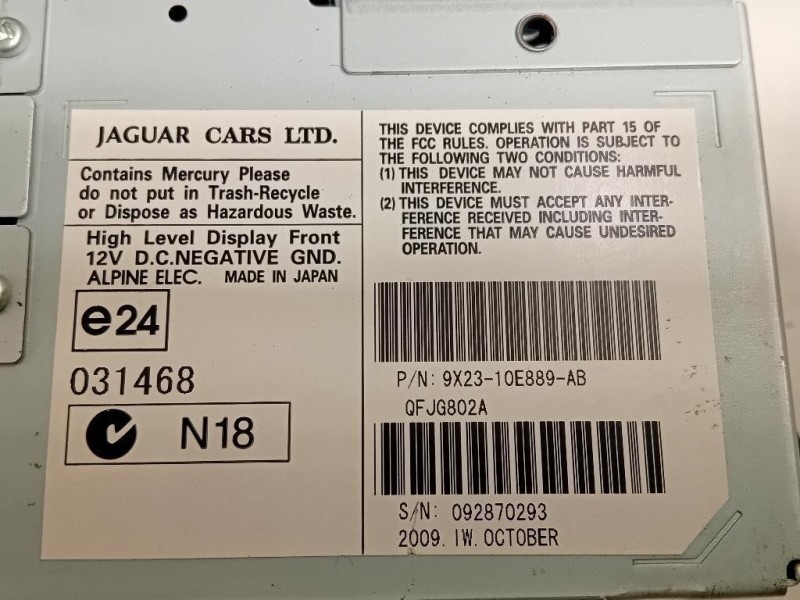 Display Multimediale 9X23-10E889-AB Jaguar XF I 2011