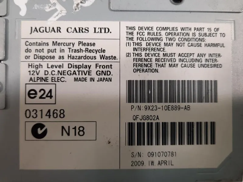 Display Multimediale 8X23-10E889-AB Jaguar XF I 2011