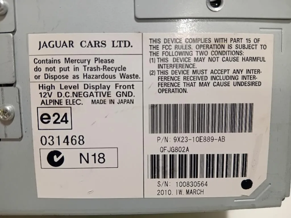 Display Multimediale 9X23-10E889-AB Jaguar XF I 2011