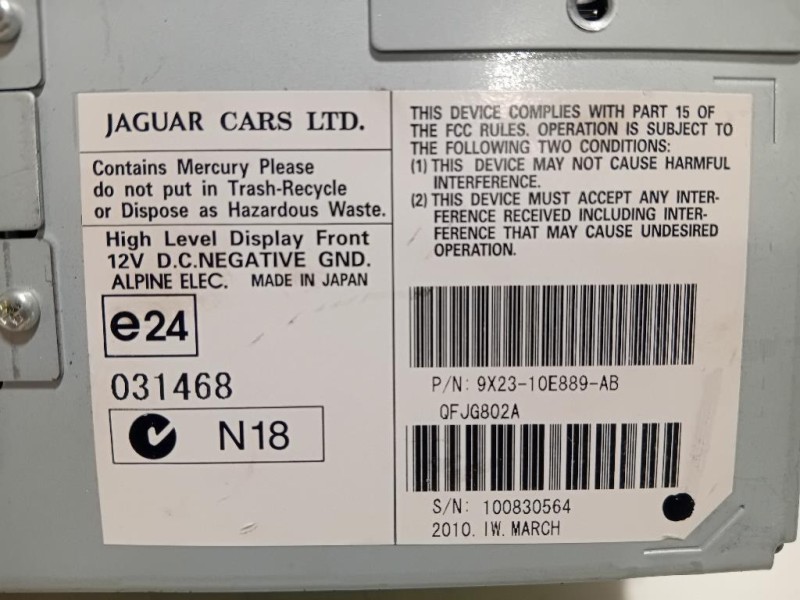 Display Multimediale 9X23-10E889-AB Jaguar XF I 2011