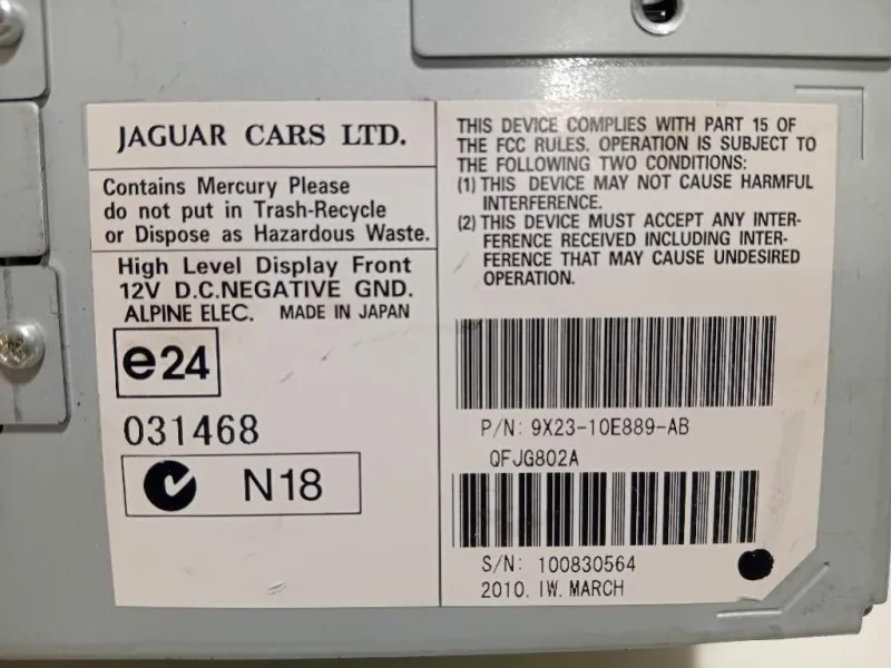 Display Multimediale 9X23-10E889-AB Jaguar XF I 2011