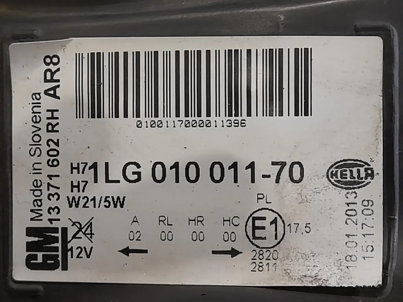 Proiettore ANT DX 1LG010011-70 Opel Astra J 2010