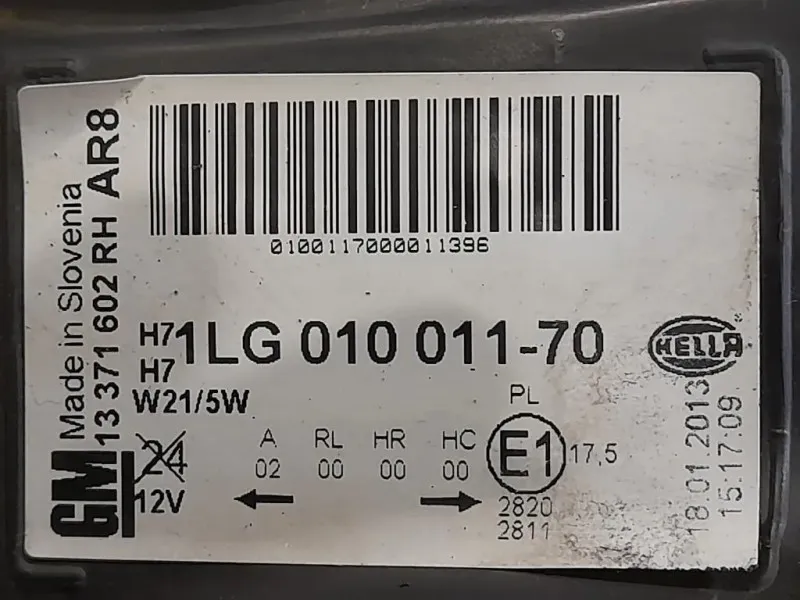 Proiettore ANT DX 1LG010011-70 Opel Astra J 2010