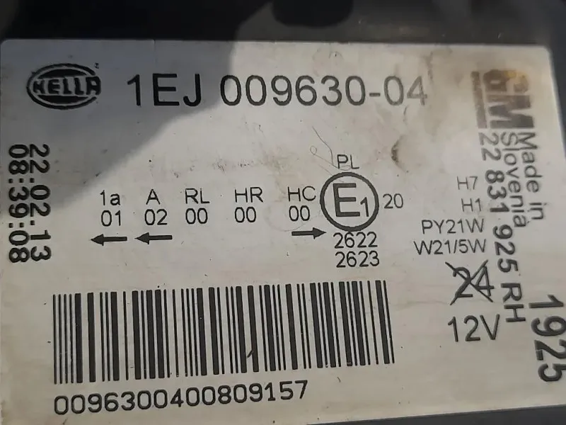 Proiettore ANT DX 1EJ009630-04 Opel Astra J 2012