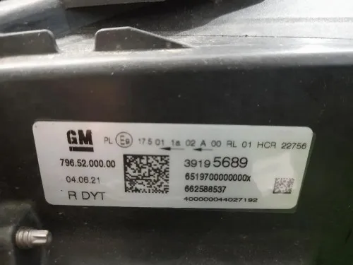 Proiettore ANT DX 39195689 Opel Astra K 2016