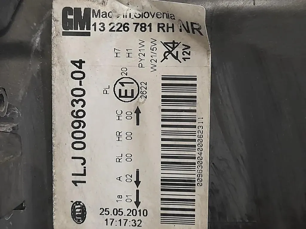 Proiettore ANT DX 13226781 Opel Insignia A 2009