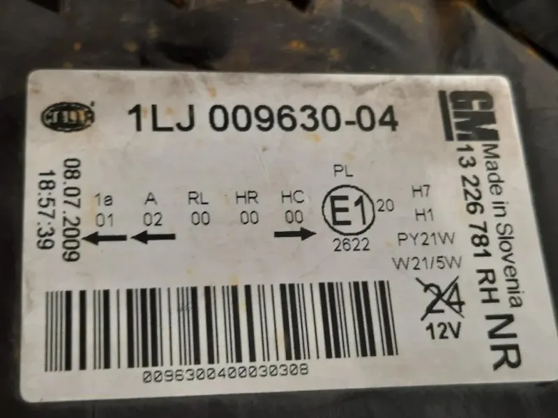 Proiettore ANT DX 1LJ009630-04 Opel Insignia A 2009