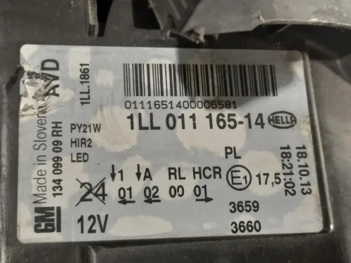 Proiettore ANT DX 1LL011 165-14 Opel Insignia A 2013