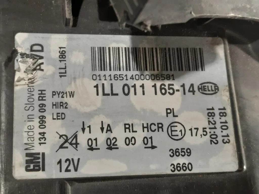 Proiettore ANT DX 1LL011 165-14 Opel Insignia A 2013