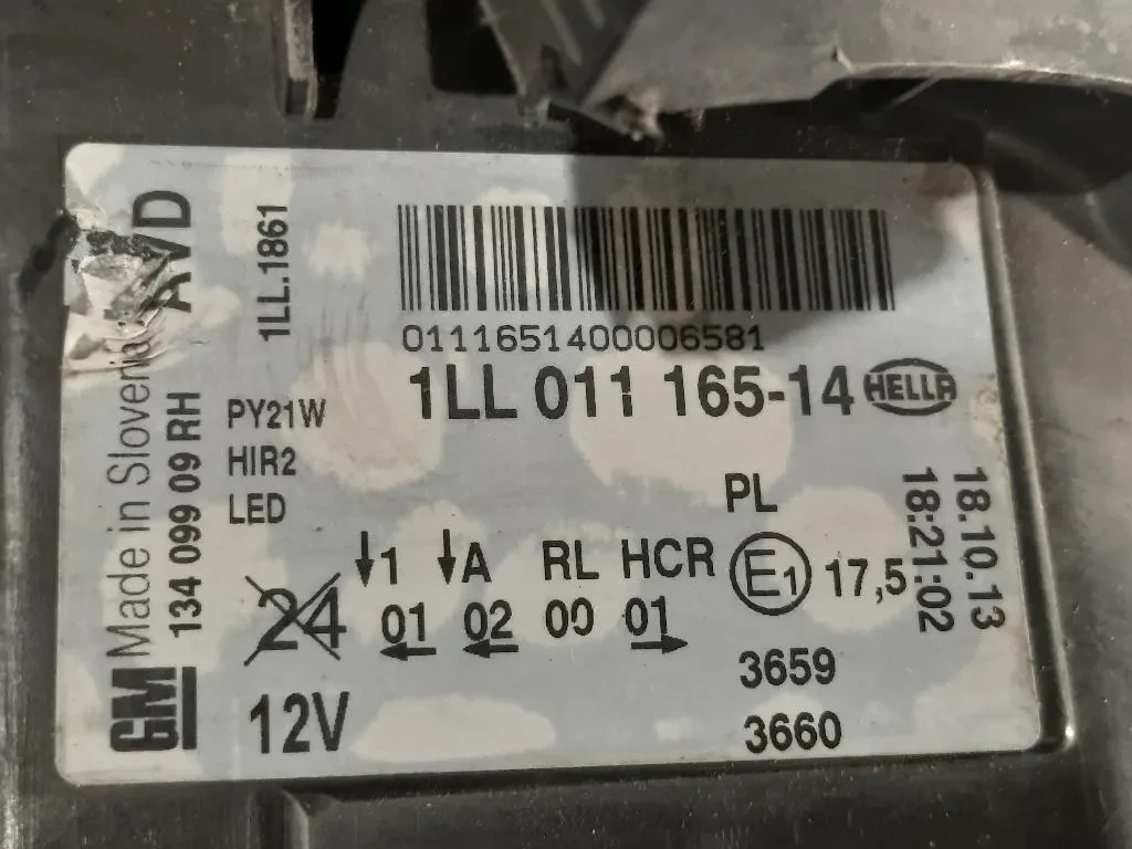 Proiettore ANT DX 1LL011 165-14 Opel Insignia A 2013