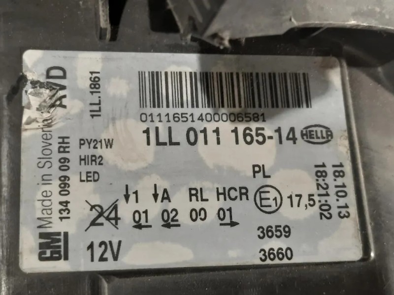 Proiettore ANT DX 1LL011 165-14 Opel Insignia A 2013