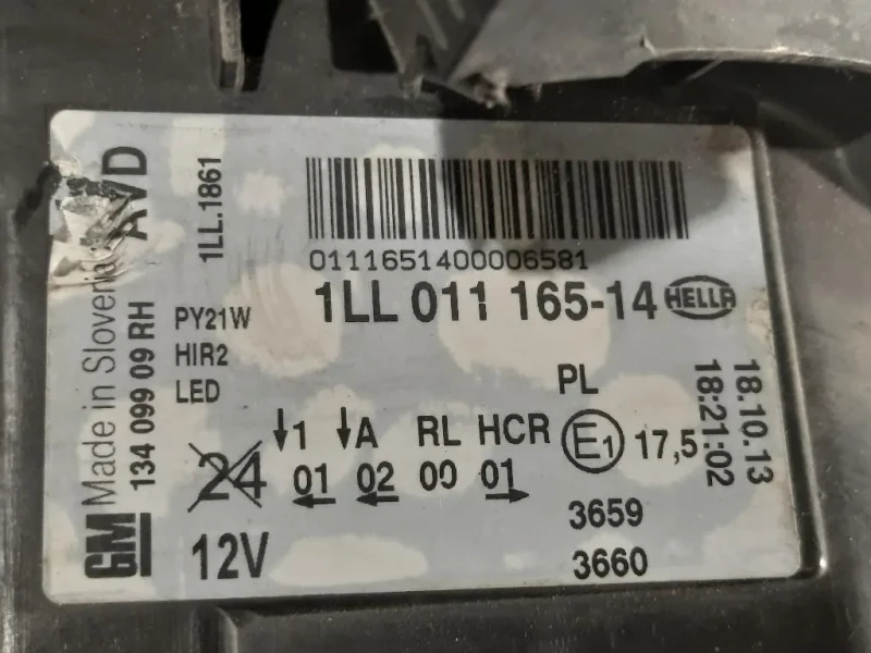 Proiettore ANT DX 1LL011 165-14 Opel Insignia A 2013