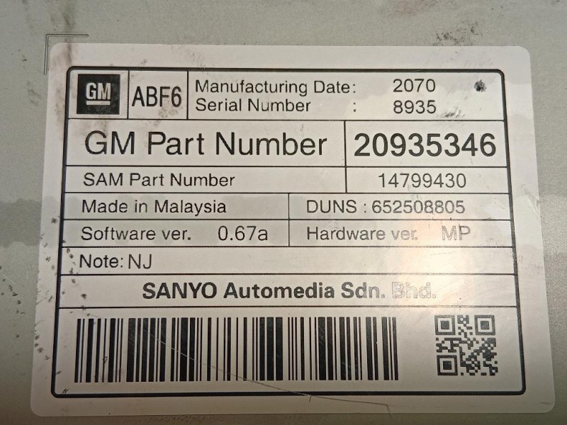 Display Multimediale 14799430 Opel Insignia A 2009