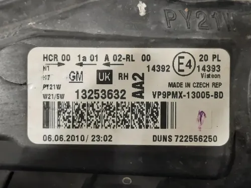 Proiettore ANT DX 13253632 Opel Meriva B 2014