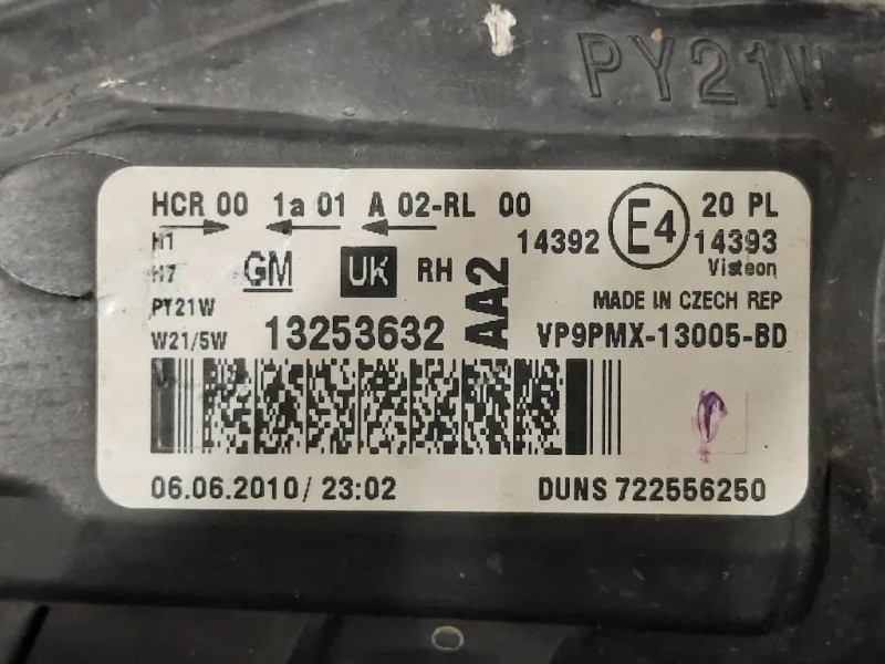 Proiettore ANT DX 13253632 Opel Meriva B 2014