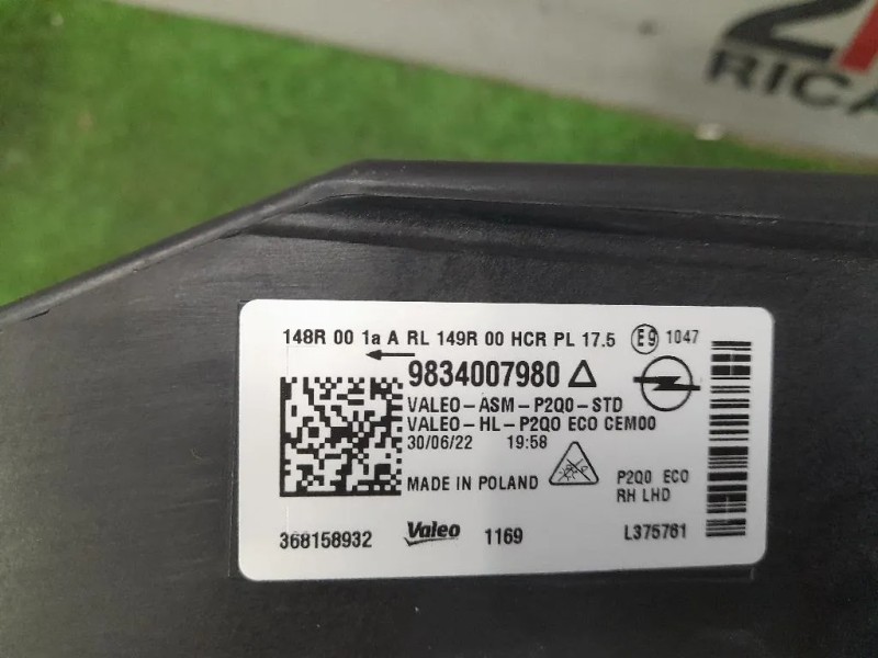 Proiettore ANT DX 9834007980 Opel Mokka B 2020