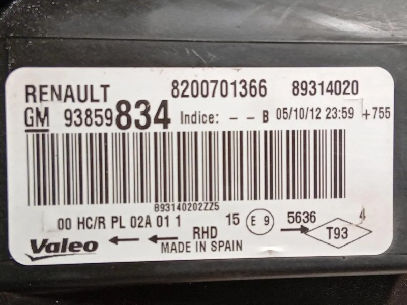 Proiettore ANT DX 93859834 Opel Vivaro A 2007