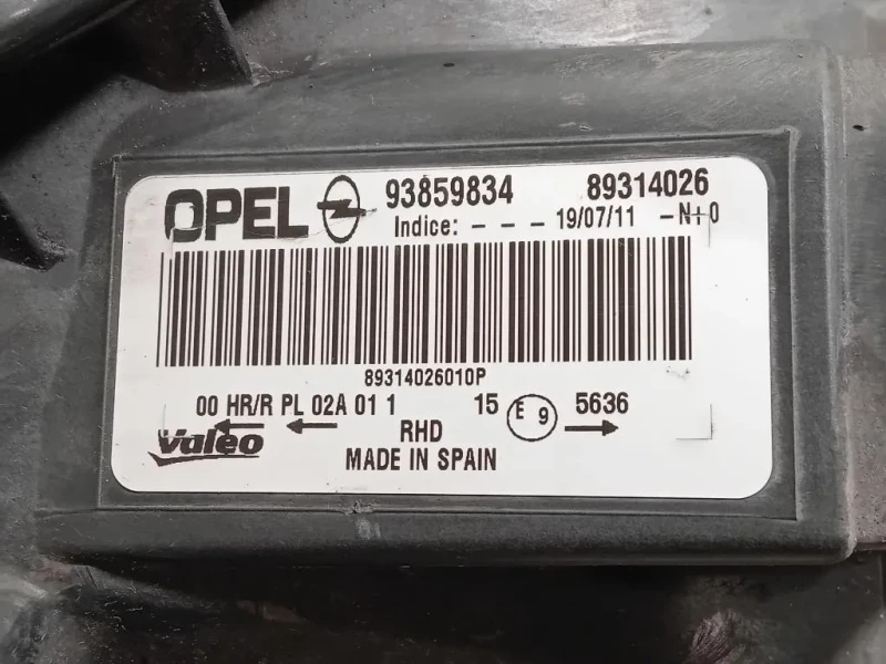 Proiettore ANT DX 93859834 Opel Vivaro A 2007