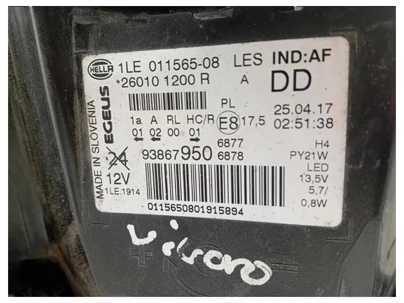 Proiettore ANT DX 011565-08 Opel Vivaro B 2015