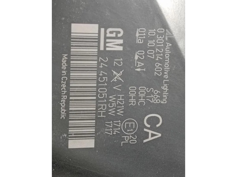 Proiettore ANT DX 24451051 Opel Zafira B 2005