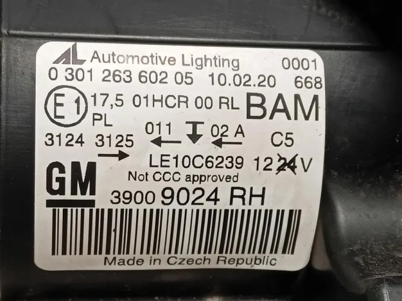 Proiettore ANT DX 39009024 DESTRO DX Opel Zafira C 2012