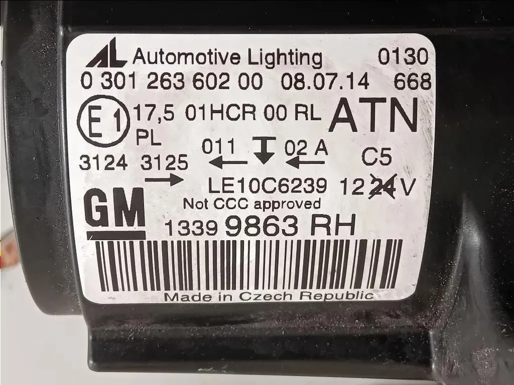 Proiettore ANT DX 13399863 030126360200 Opel Zafira C 2012