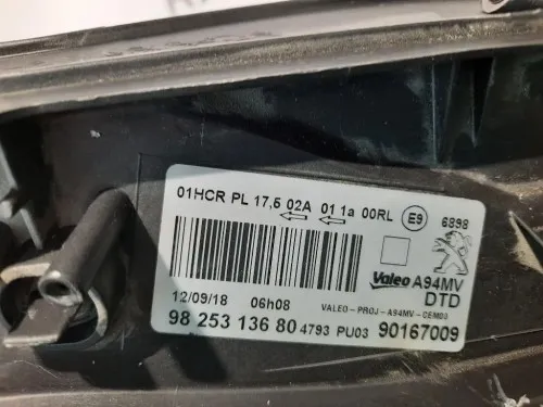 Proiettore ANT DX 9825313680 Peugeot 2008 I 2013