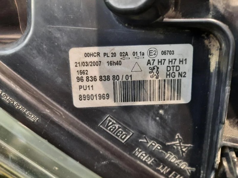 Proiettore ANT DX 9683683880 Peugeot 207 2006