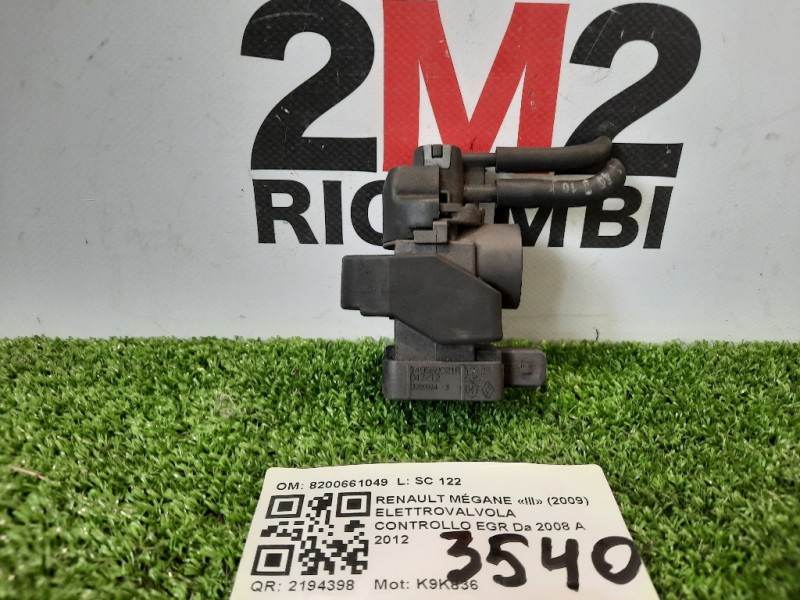 Elettrovalvola Controllo EGR 149568021R Renault Mégane III 2009