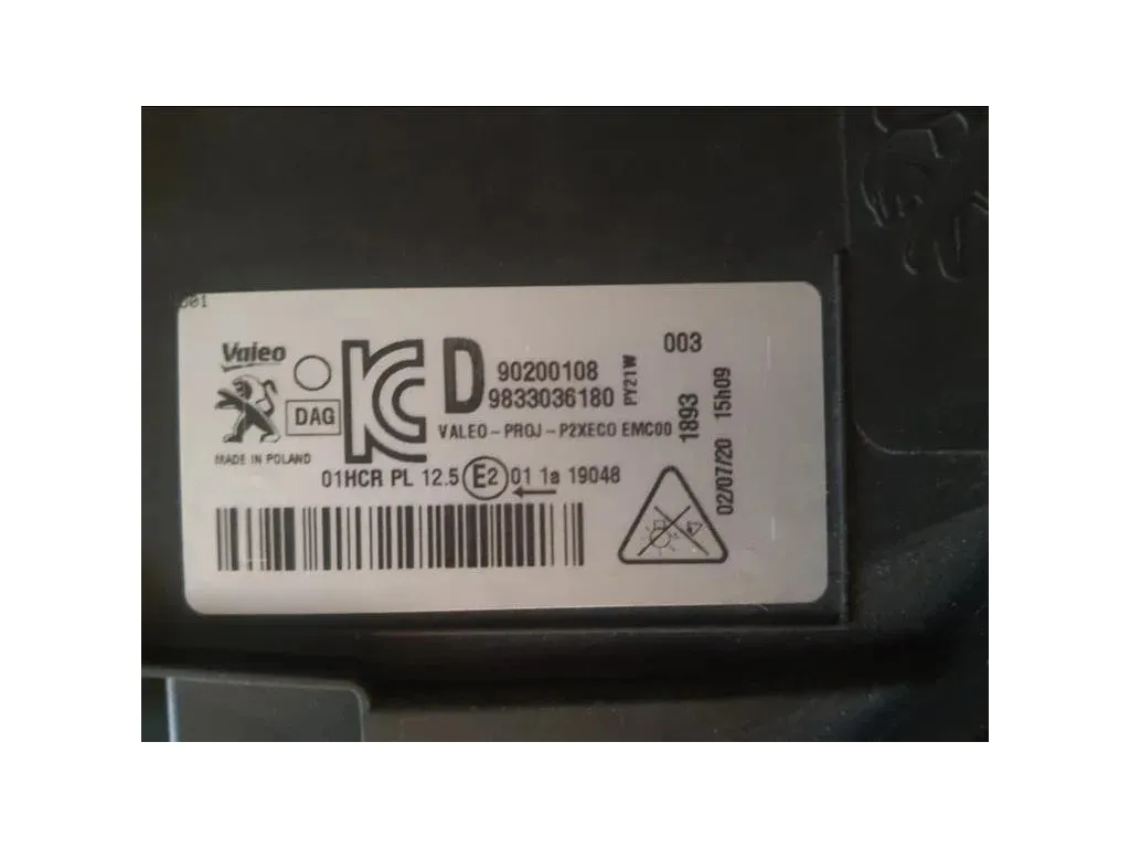 Proiettore ANT DX 9833036180 Peugeot 208 II 2019